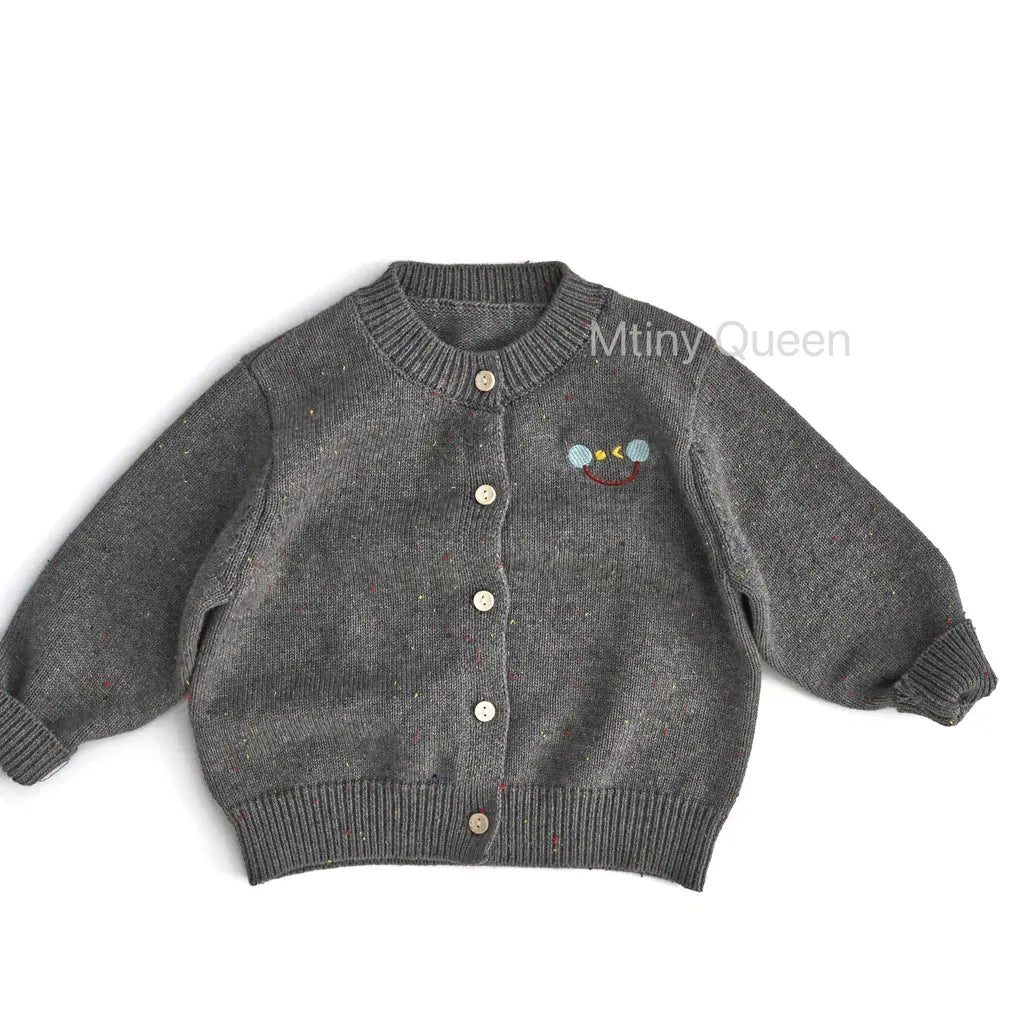 カーディガン・パーカー ネップ刺繍クルーネックカーディガン【mh0011278】