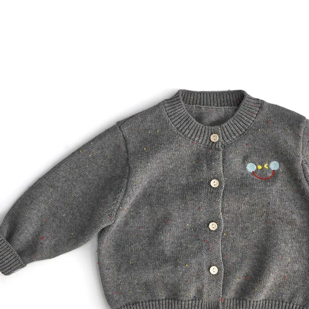 カーディガン・パーカー ネップ刺繍クルーネックカーディガン【mh0011278】