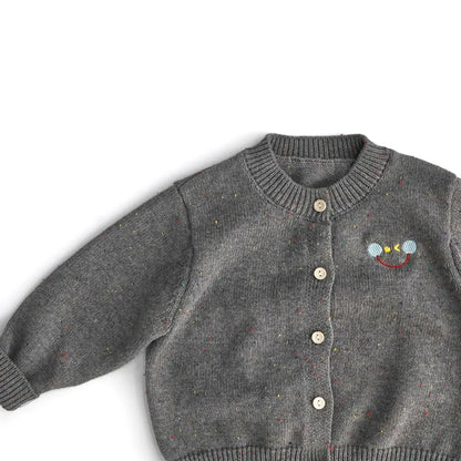 カーディガン・パーカー ネップ刺繍クルーネックカーディガン【mh0011278】