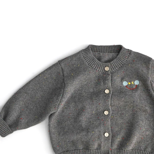 カーディガン・パーカー ネップ刺繍クルーネックカーディガン【mh0011278】