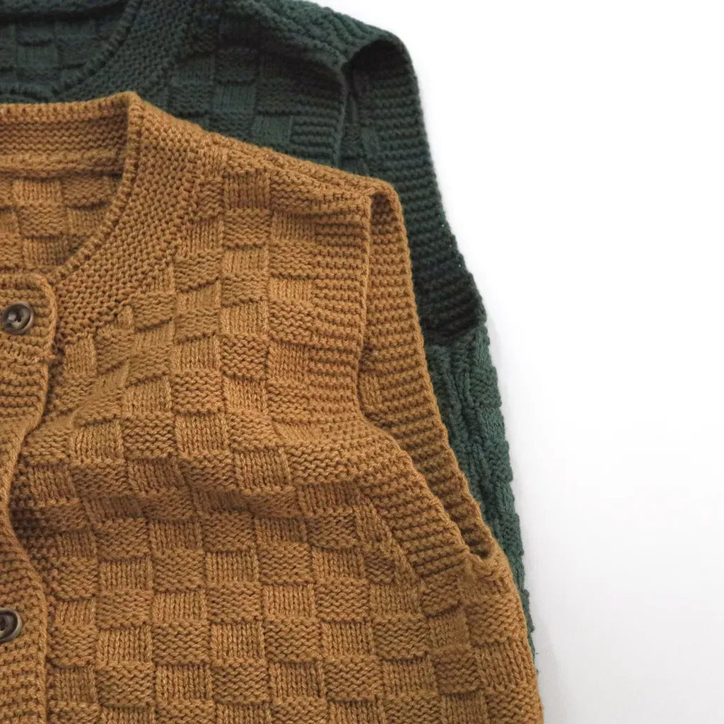 ベスト ブロックチェック柄ボタンニットベスト【mh0011279】