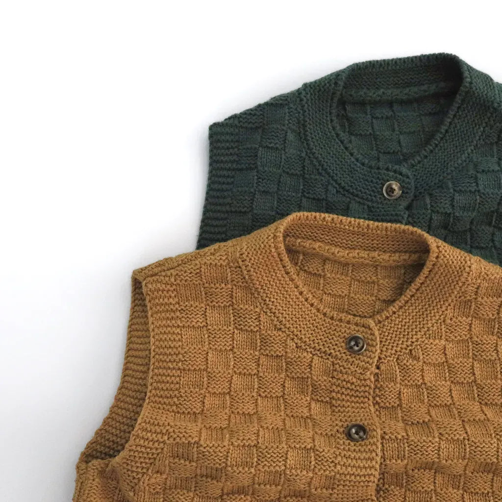 ベスト ブロックチェック柄ボタンニットベスト【mh0011279】