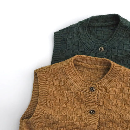 ベスト ブロックチェック柄ボタンニットベスト【mh0011279】