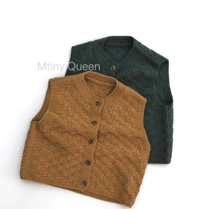 ベスト ブロックチェック柄ボタンニットベスト【mh0011279】