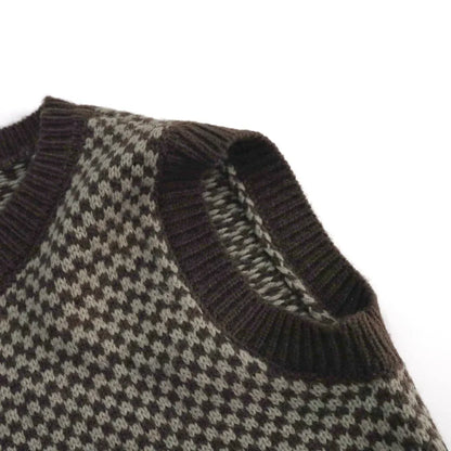 ベスト パイピングブロック編みニットベスト【mh0011280】