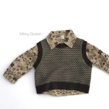 ベスト パイピングブロック編みニットベスト【mh0011280】