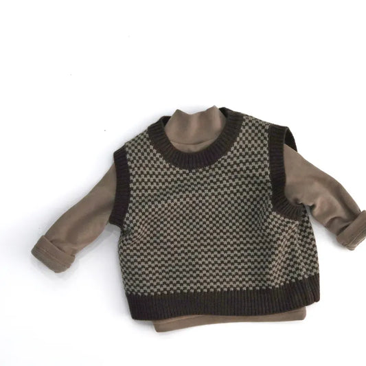 ベスト パイピングブロック編みニットベスト【mh0011280】