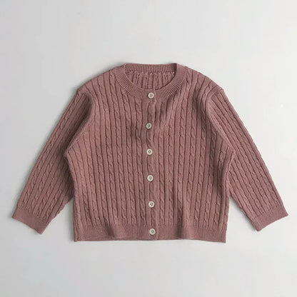 カーディガン・パーカー Purple / 12M  80CM キッズカーディガン リブニットシンプル丸襟カーディガンジャケット【mh0008952】