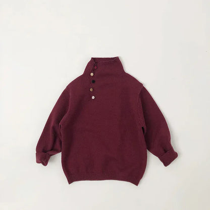 ニット・セーター Red / 12M  80CM キッズトップス アシメボタンハイネックボトルネックニットセーター【mh0007872】