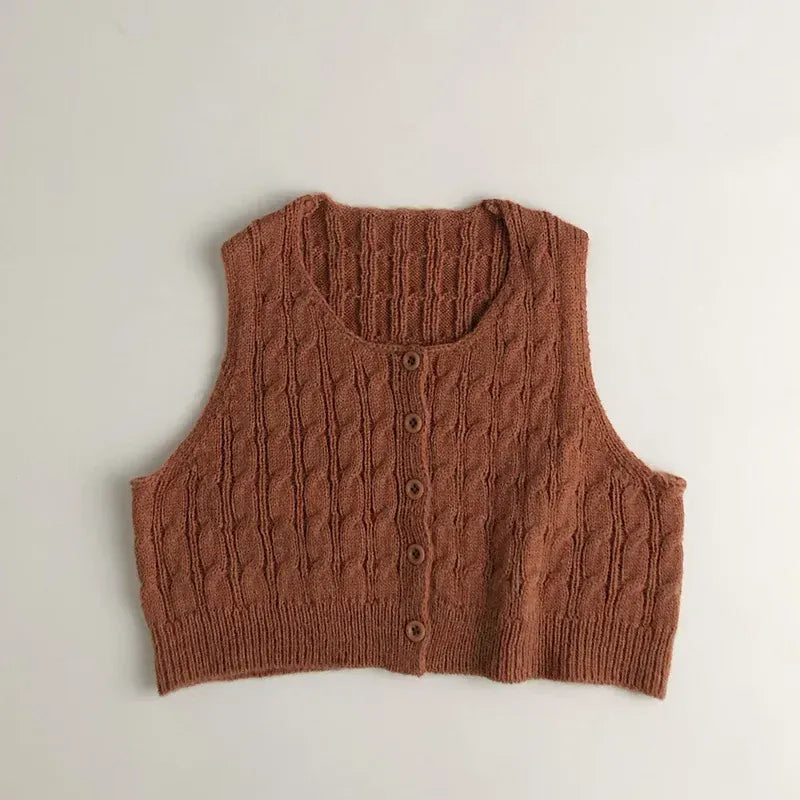 ベスト Red / 12M  80CM キッズベスト ニット前あきショートジレベスト【mh0008953】