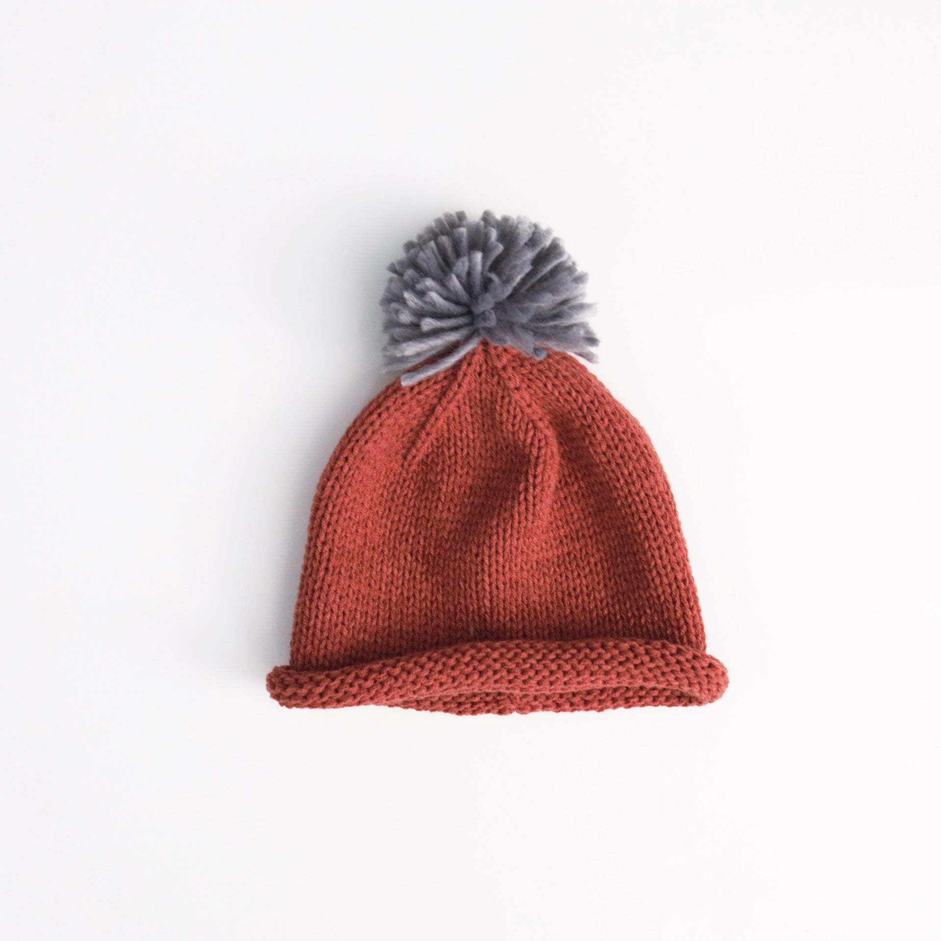 ベビー用帽子 Red / One Size キッズ帽子 ニットキャップ ぽんぽん付き ロールブリム【mh0011781】