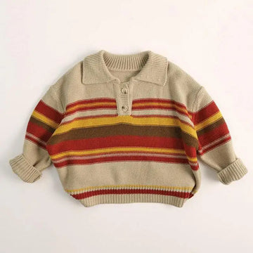 長袖シャツ・ブラウス Stripe / 12M  80CM キッズトップス レトロボーダーポロ襟ニットセーター【mh0008338】