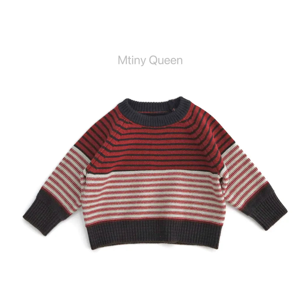 ニット・セーター Stripe / 80cm マルチボーダークルーネックニット【mh0011277】