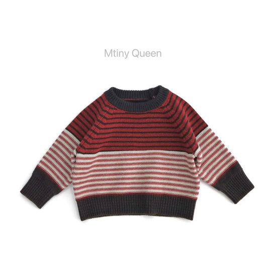 ニット・セーター Stripe / 80cm マルチボーダークルーネックニット【mh0011277】