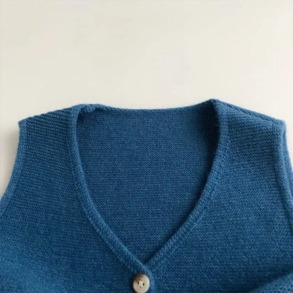 ベスト キッズベスト コットンニット前あきVネックジレベスト【mh0008957】