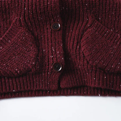 ベスト ざっくり編みニットベスト ツイード風 ポケット付き Vネック【mh0011097】