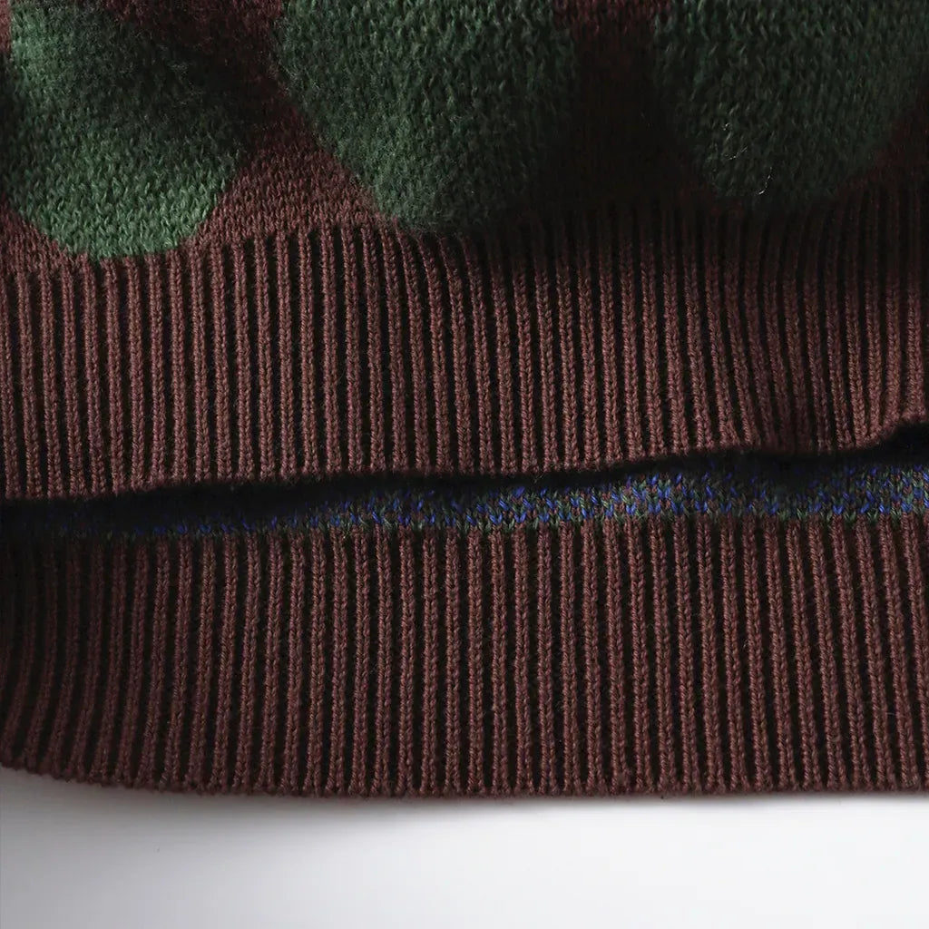 ベスト ジャガード編みニットベスト ポルカドット柄 Vネック【mh0011098】