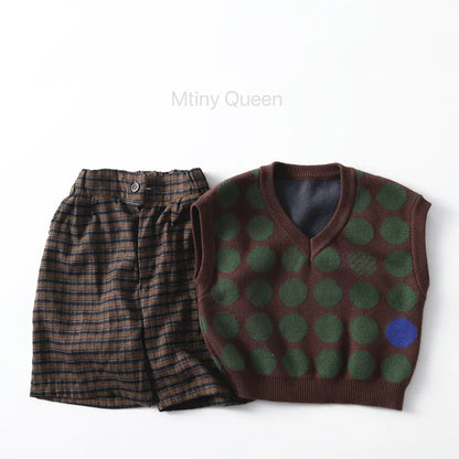 ベスト ジャガード編みニットベスト ポルカドット柄 Vネック【mh0011098】