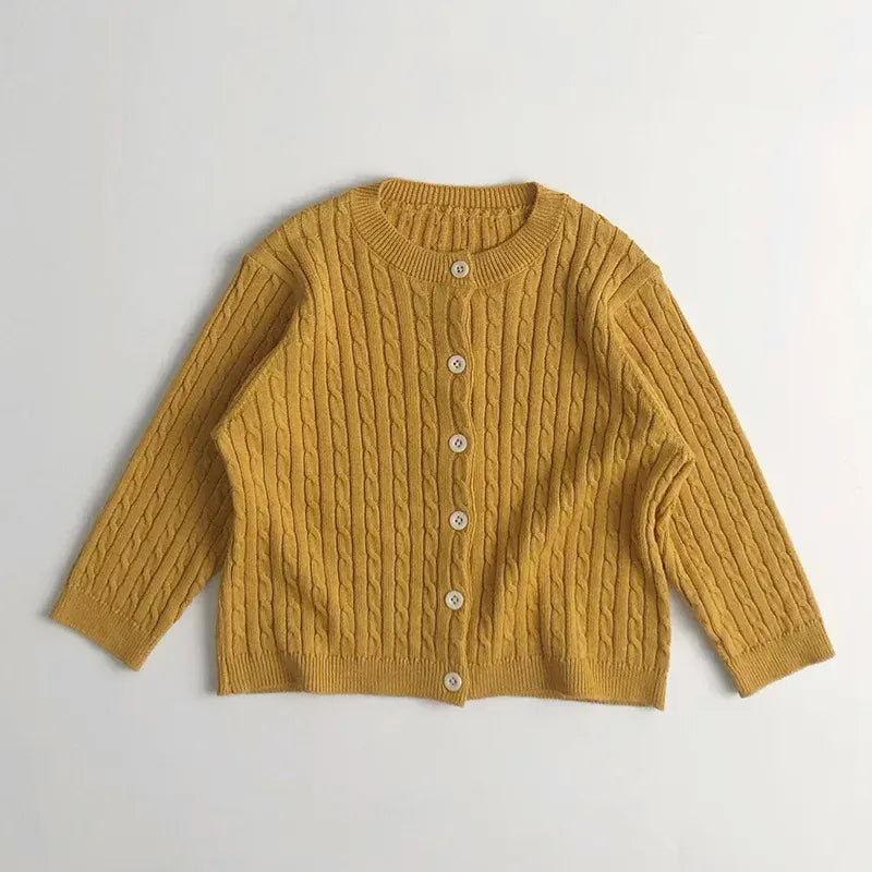 カーディガン・パーカー Yellow / 12M  80CM キッズカーディガン リブニットシンプル丸襟カーディガンジャケット【mh0008952】