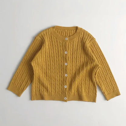 カーディガン・パーカー Yellow / 12M  80CM キッズカーディガン リブニットシンプル丸襟カーディガンジャケット【mh0008952】