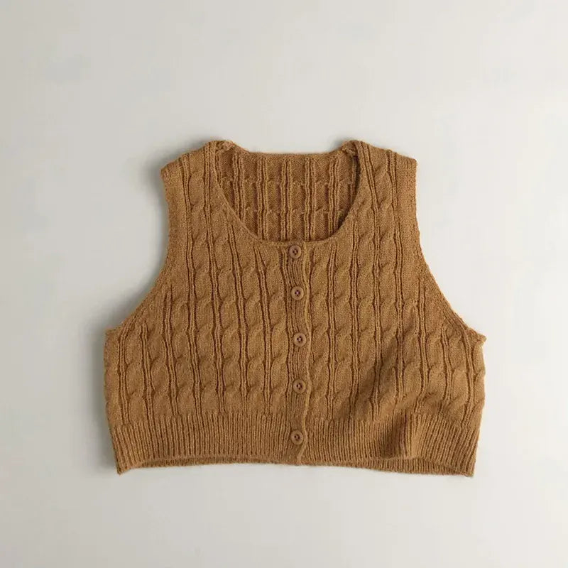 ベスト Yellow / 12M  80CM キッズベスト ニット前あきショートジレベスト【mh0008953】