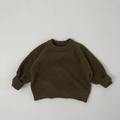 ニット・セーター Yellow Green / 80cm 12M キッズトップス スモーキーカラーシンプル長袖ニットセーター【mh0008021】