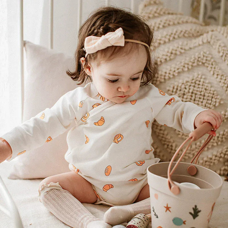 長袖ロンパース Beige / 66cm ブレッドパンプリント長袖ロンパース【mh0010021】