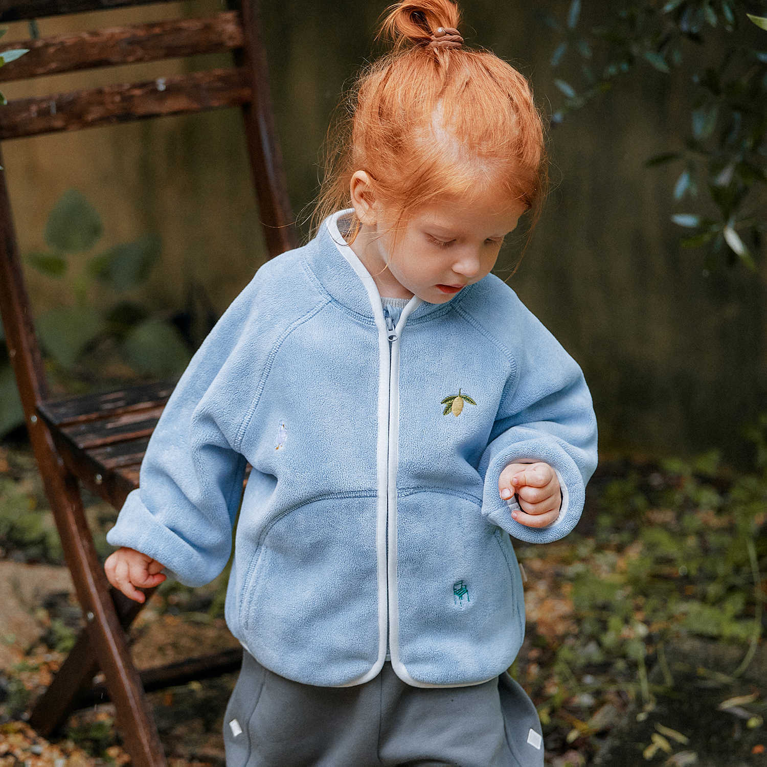 カーディガン・パーカー Blue / 73cm 長袖ジャケット ボア素材 もこもこ ジップアップ アウター ブルゾン【mh0011640】