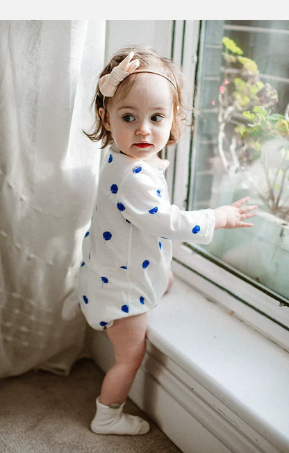 長袖ロンパース ブルーバルーンプリント長袖ロンパース【mh0010018】