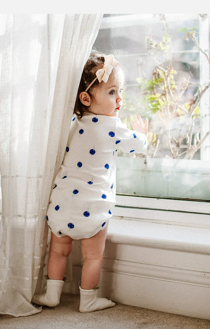 長袖ロンパース ブルーバルーンプリント長袖ロンパース【mh0010018】