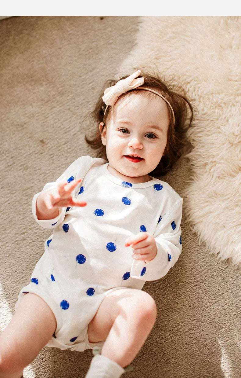 長袖ロンパース ブルーバルーンプリント長袖ロンパース【mh0010018】