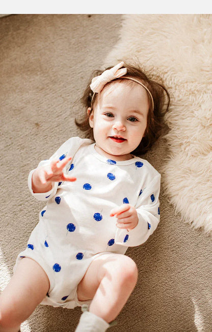 長袖ロンパース ブルーバルーンプリント長袖ロンパース【mh0010018】