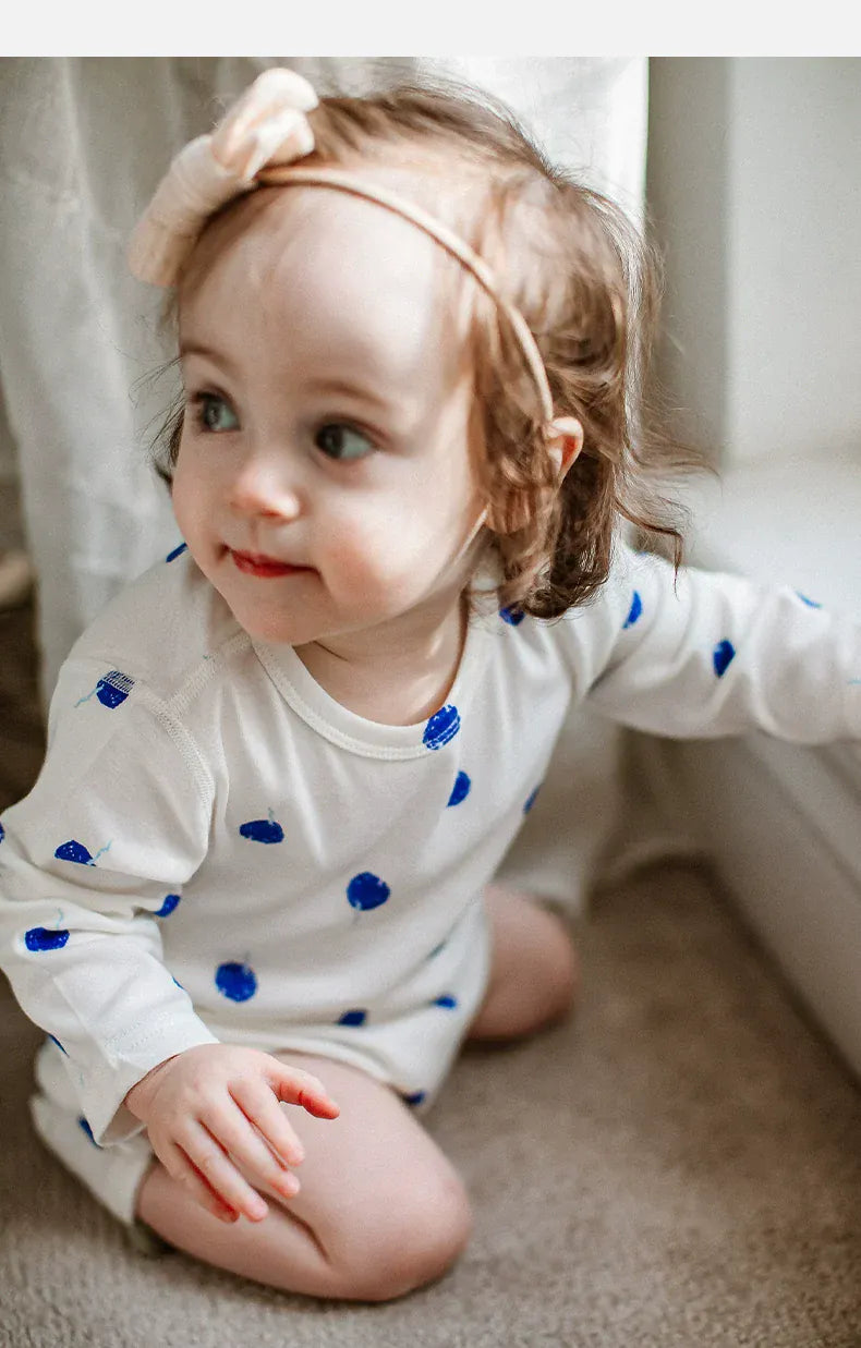 長袖ロンパース ブルーバルーンプリント長袖ロンパース【mh0010018】