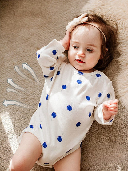 長袖ロンパース ブルーバルーンプリント長袖ロンパース【mh0010018】