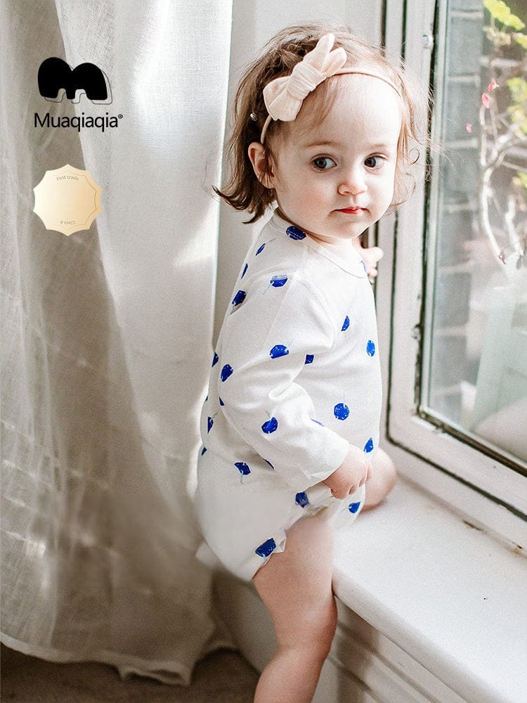 長袖ロンパース ブルーバルーンプリント長袖ロンパース【mh0010018】