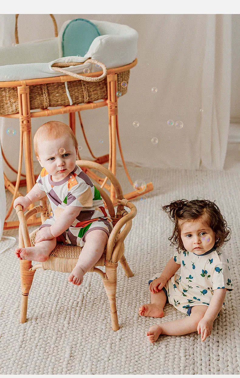 半袖ロンパース カラフルダイヤ/ブルーベリープリント半袖ロンパース【mh0010019】