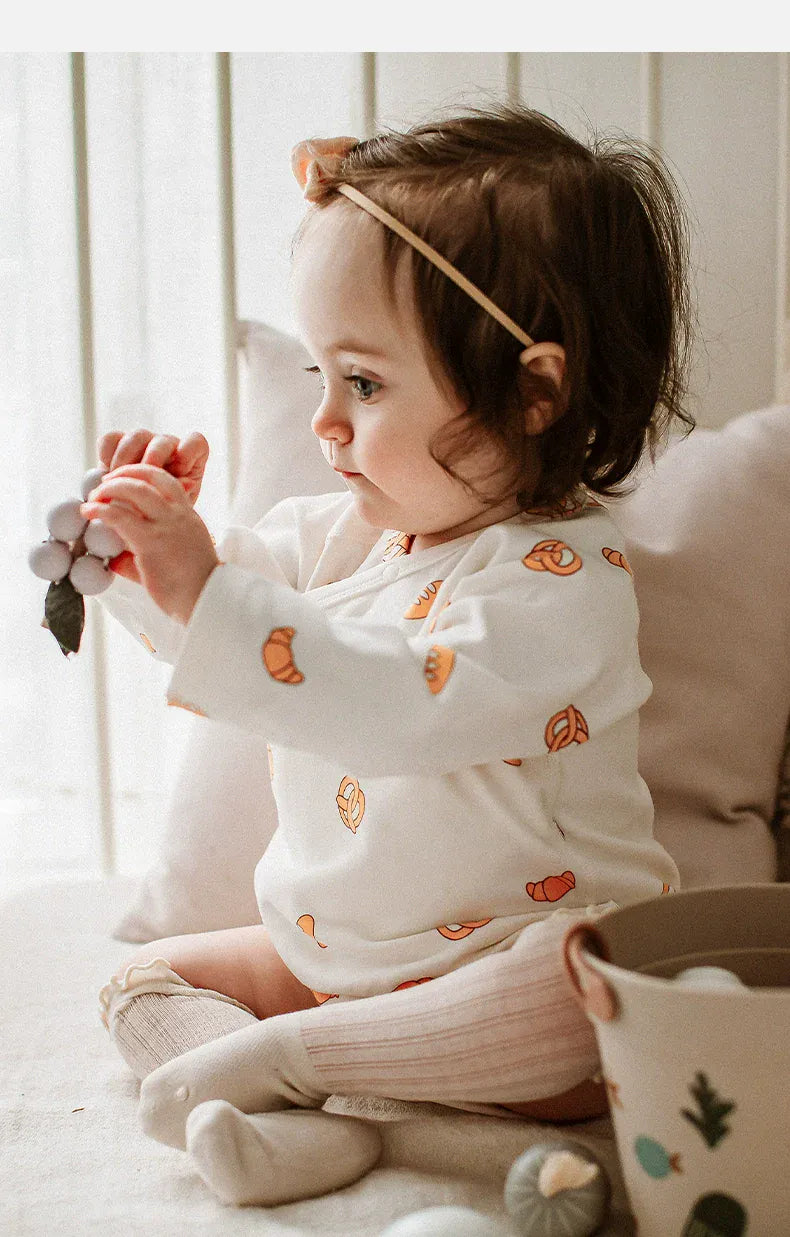 長袖ロンパース ブレッドパンプリント長袖ロンパース【mh0010021】