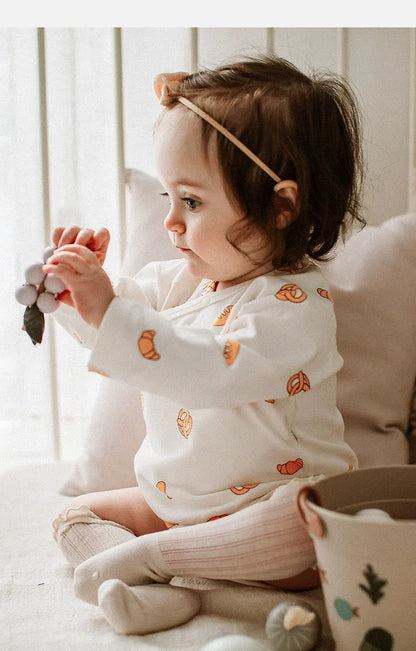 長袖ロンパース ブレッドパンプリント長袖ロンパース【mh0010021】