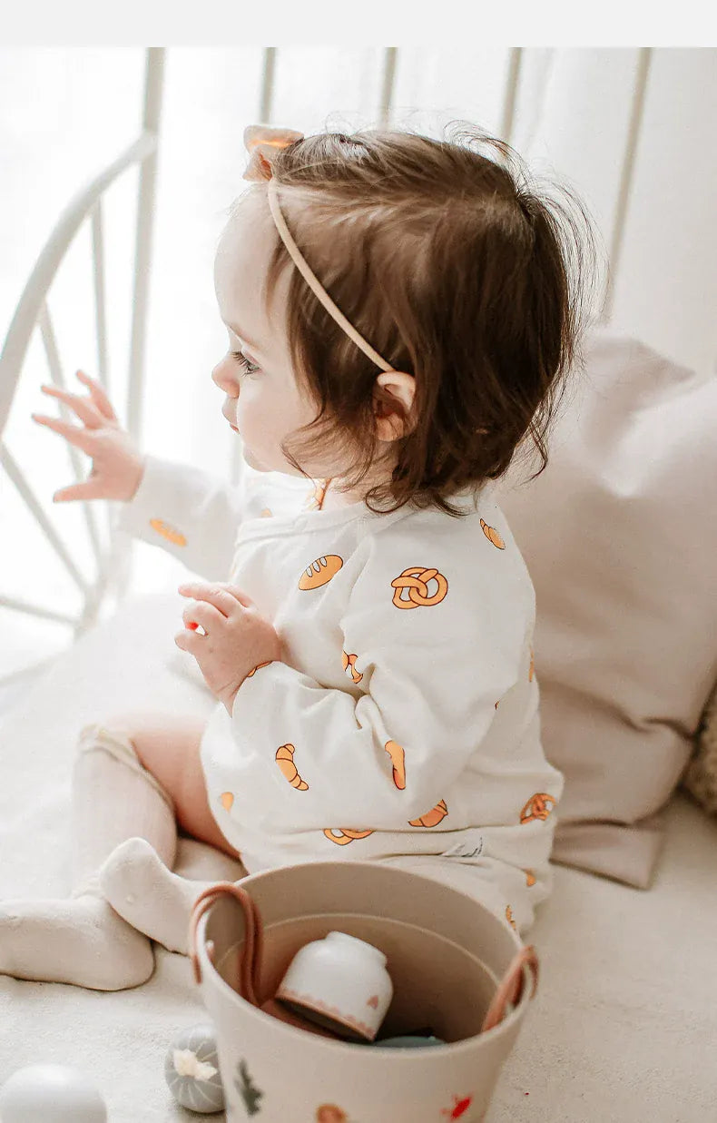 長袖ロンパース ブレッドパンプリント長袖ロンパース【mh0010021】