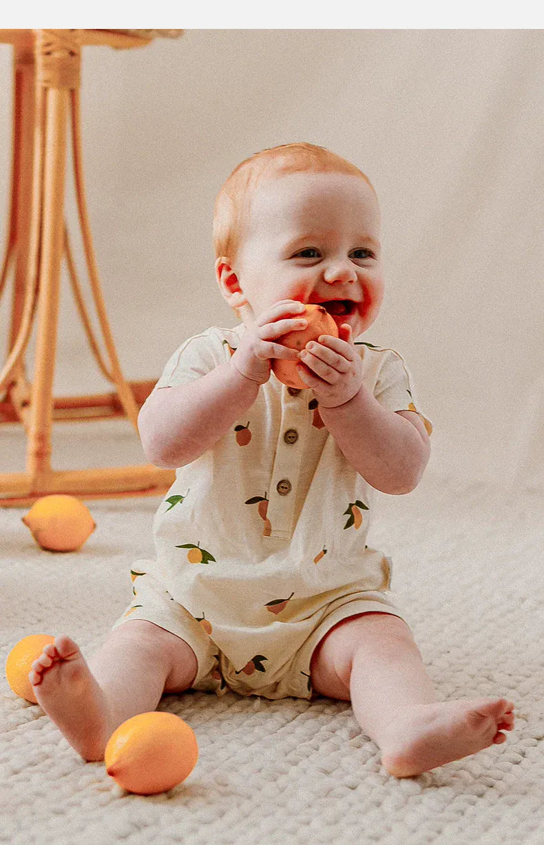 半袖ロンパース レモン/フルーツプリント半袖ロンパース【mh0010022】