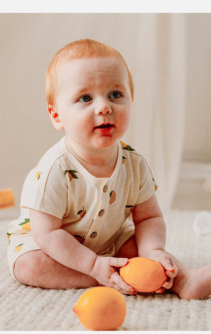 半袖ロンパース レモン/フルーツプリント半袖ロンパース【mh0010022】