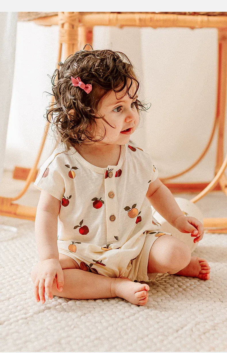 半袖ロンパース レモン/フルーツプリント半袖ロンパース【mh0010022】