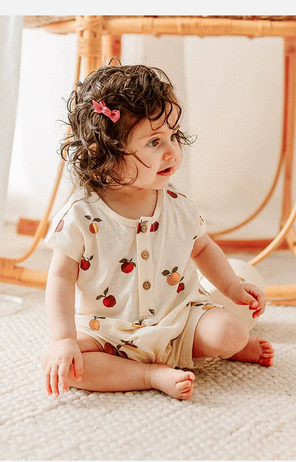 半袖ロンパース レモン/フルーツプリント半袖ロンパース【mh0010022】