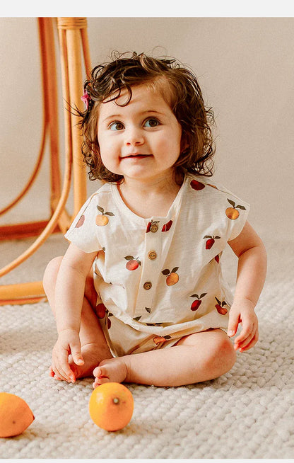 半袖ロンパース レモン/フルーツプリント半袖ロンパース【mh0010022】