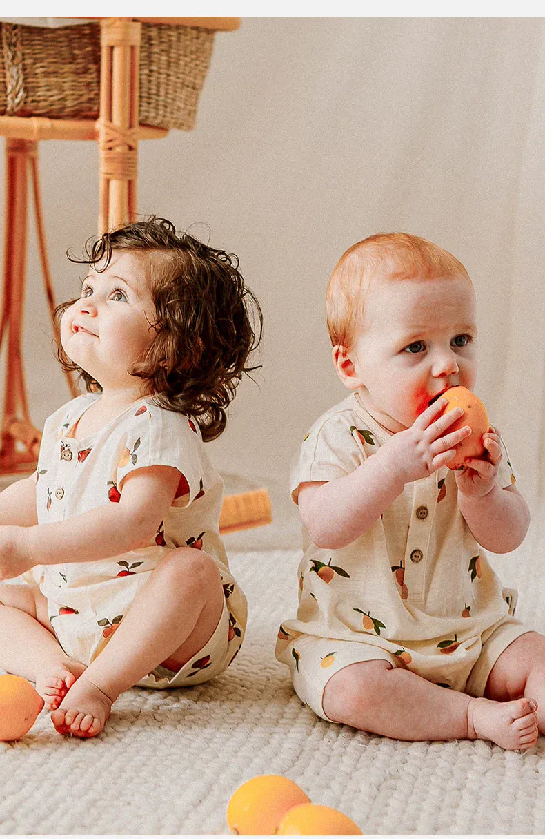 半袖ロンパース レモン/フルーツプリント半袖ロンパース【mh0010022】