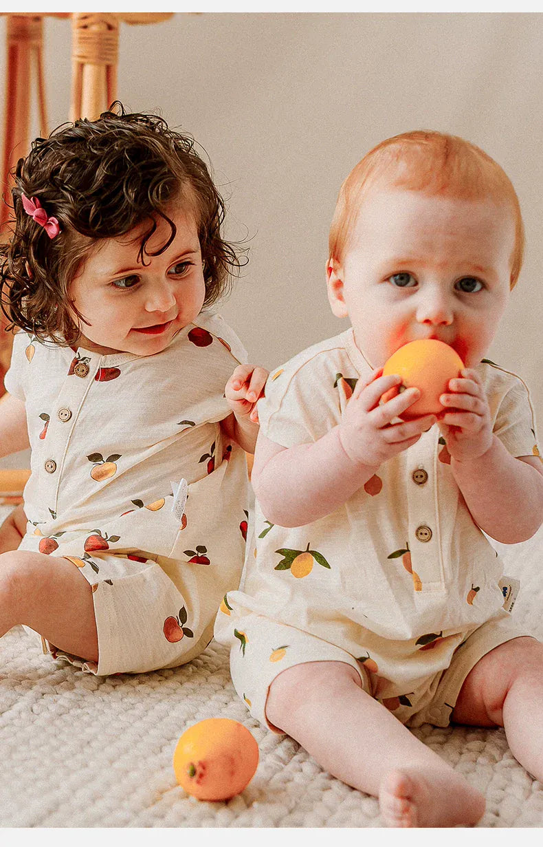 半袖ロンパース レモン/フルーツプリント半袖ロンパース【mh0010022】