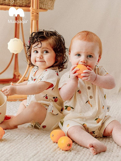 半袖ロンパース レモン/フルーツプリント半袖ロンパース【mh0010022】