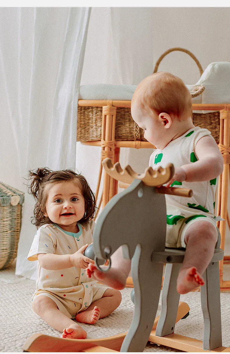 ノースリーブロンパース くじらプリントノースリーブロンパース【mh0010025】