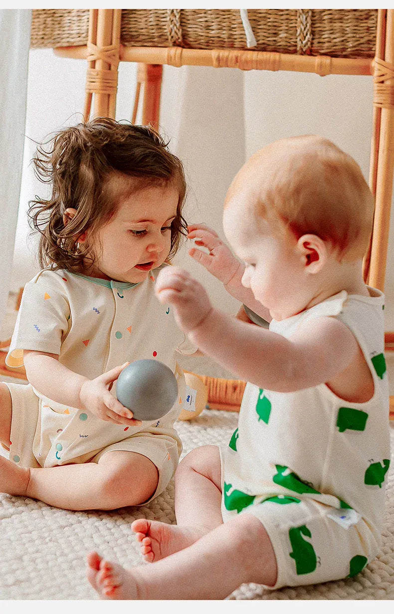 ノースリーブロンパース くじらプリントノースリーブロンパース【mh0010025】