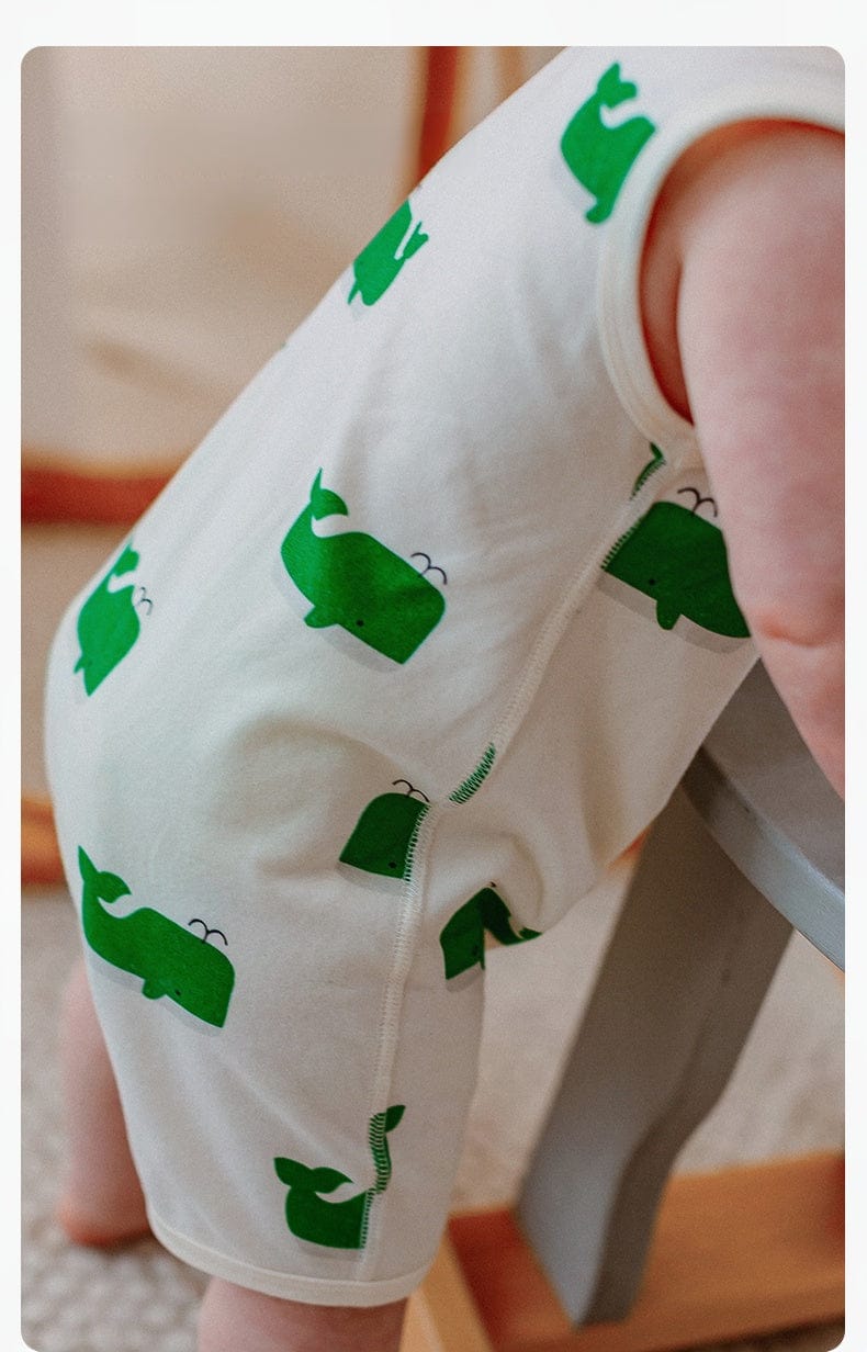 ノースリーブロンパース くじらプリントノースリーブロンパース【mh0010025】